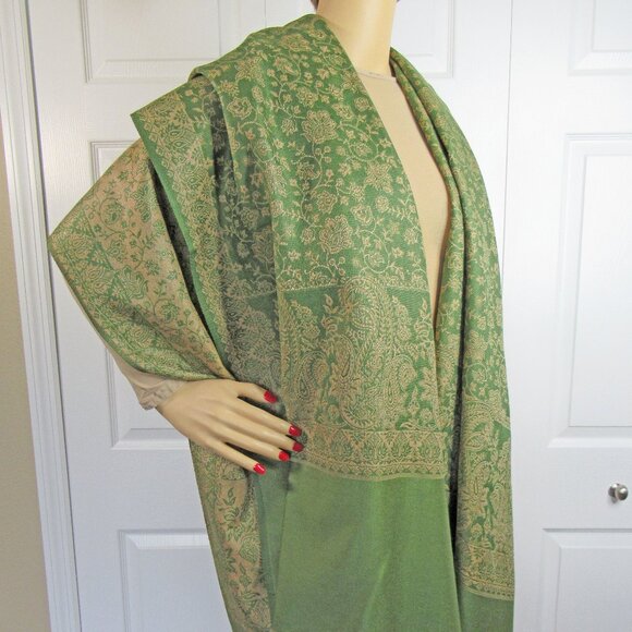 Traditional Jamawar Shawl OSWAL Collection Large 80 x 40 inch oblong plus fringe - Picture 7 of 16